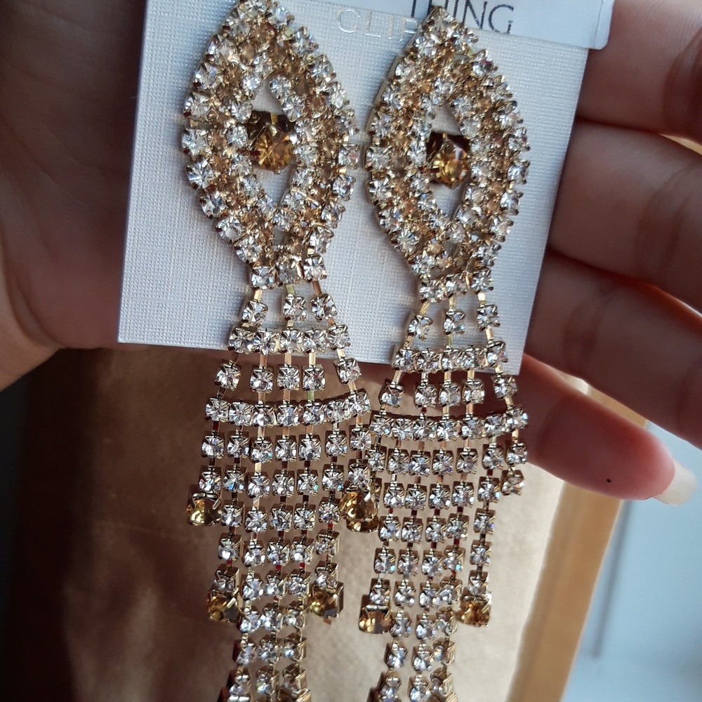 Drop gold/silver clip on earrings